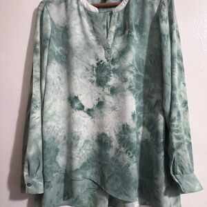 Green Tie-Dye Women's Top
